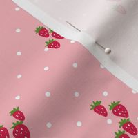 Wild strawberries in vintage pink and white dots