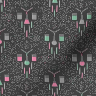 Mad Science Damask (Pink and Mint)