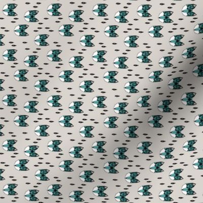 fox // geometric fox head grey blue turquoise fox kids railroad