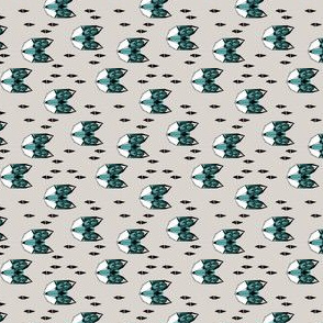 fox // geometric fox head grey blue turquoise fox kids railroad