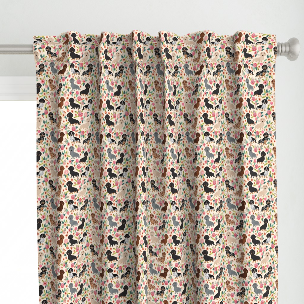 dachshund floral vintage flowers doxie fabric doxie dachshunds design cute doxie dog