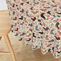dachshund floral vintage flowers doxie fabric doxie dachshunds design cute doxie dog