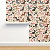 dachshund floral vintage flowers doxie fabric doxie dachshunds design cute doxie dog