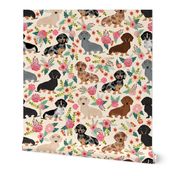 dachshund floral vintage flowers doxie fabric doxie dachshunds design cute doxie dog