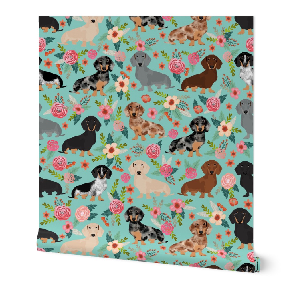 doxie dachshunds florals cute dog fabric best dog designs cute dogs florals vintage flowers