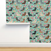 doxie dachshunds florals cute dog fabric best dog designs cute dogs florals vintage flowers