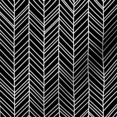 geo joe no.18 rev herringbone feathers black and white - tribal aztec geometric modern pattern