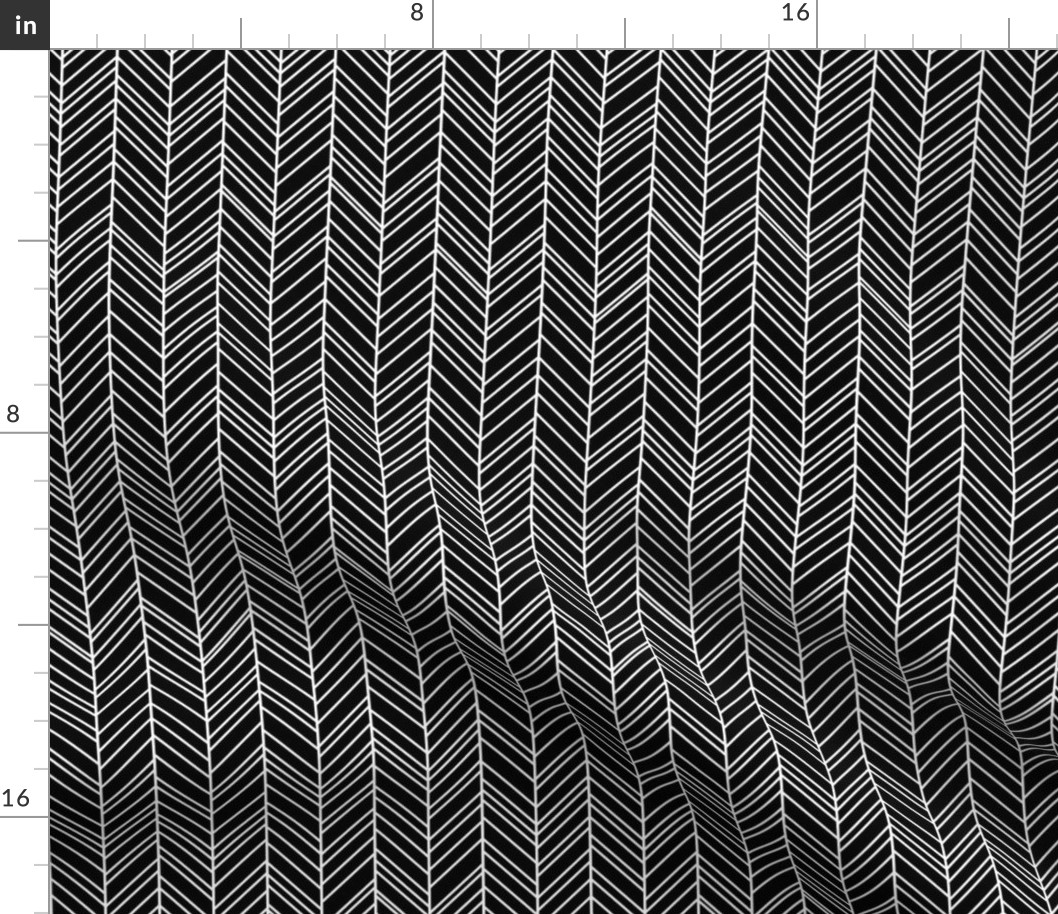 geo joe no.18 rev herringbone feathers black and white - tribal aztec geometric modern pattern