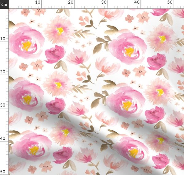 Peony Fabric Peony Garden In Pink Watercolor Floral By Sugarfresh Peony Cotton Fabric By The Yard With Spoonflower
