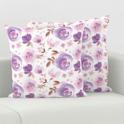 Peony Garden in Violet Watercolor Floral