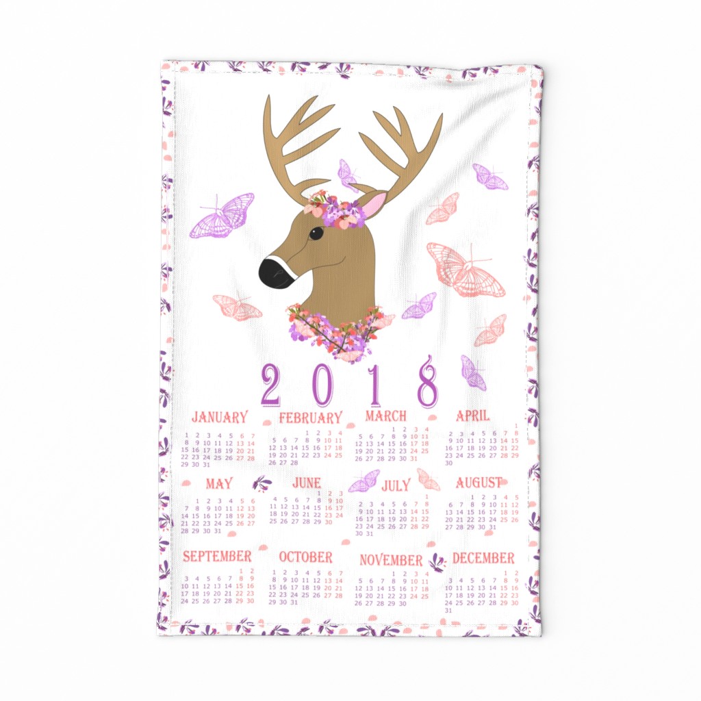 2018 Calendar Deer and Butterflies