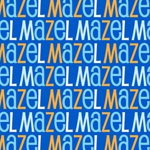 Mazel Tov Blue Letters on Blue Background