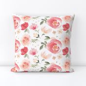 Peony Garden in Peach Watercolor Floral