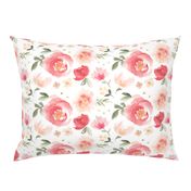 Peony Garden in Peach Watercolor Floral