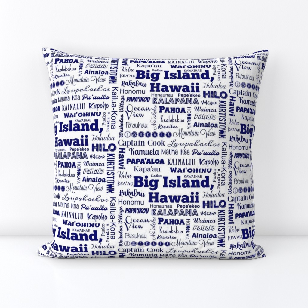 Cities of Big Island, Hawaii - white and blue