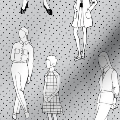 1960's Fashion - Mod Girls of the '60s | Light Grey Dot