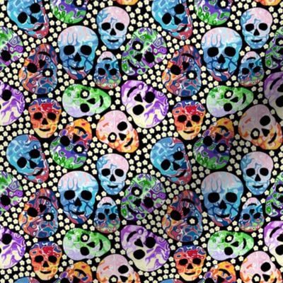 abstract skulls & flowers