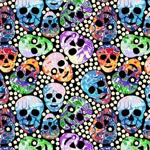 abstract skulls & flowers