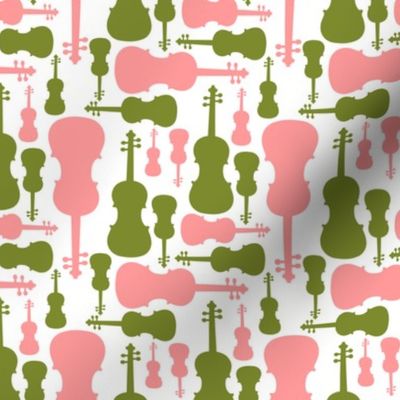 Violins - pink and green