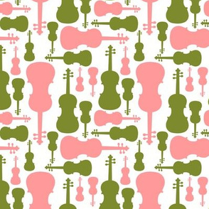 Violins - pink and green