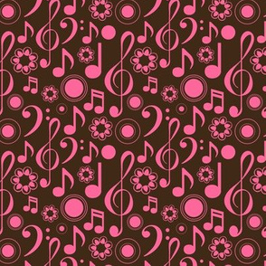 Notes and Clefs - pink and brown