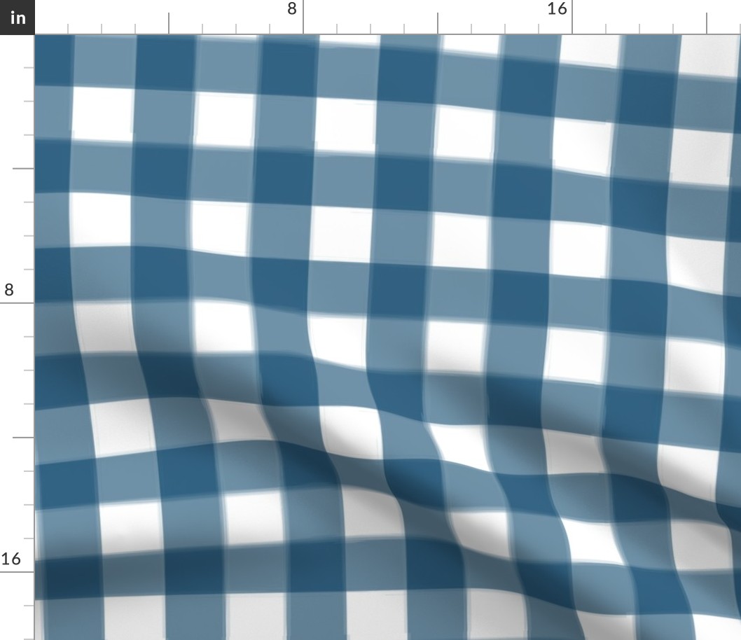 brushed wide gingham denim blue