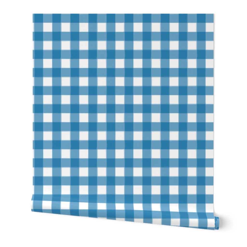 brushed wide gingham sapphire blue