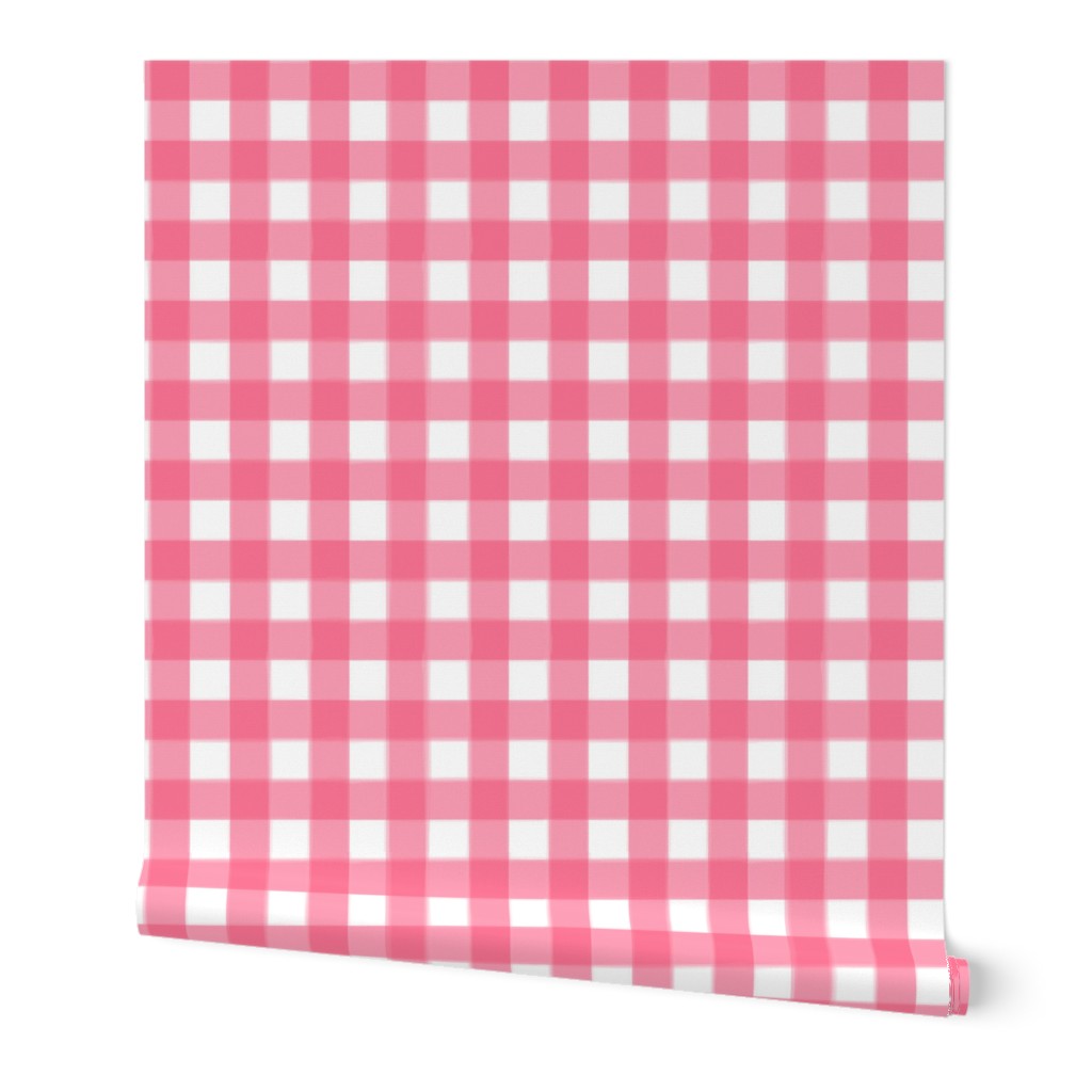 brushed wide gingham bubble gum pink