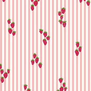 Wild strawberries in vintage pink stripes