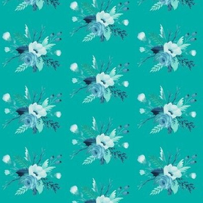 Turquoise Watercolor Blue Rose Floral