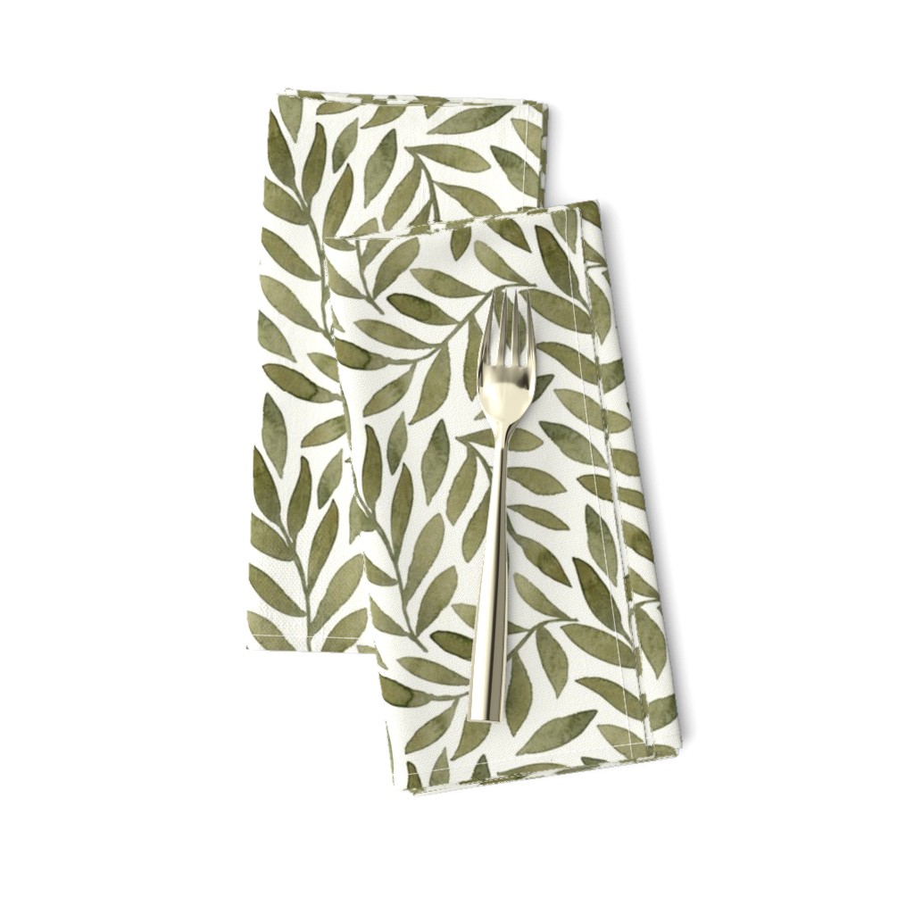 Green Leaves on Ivory