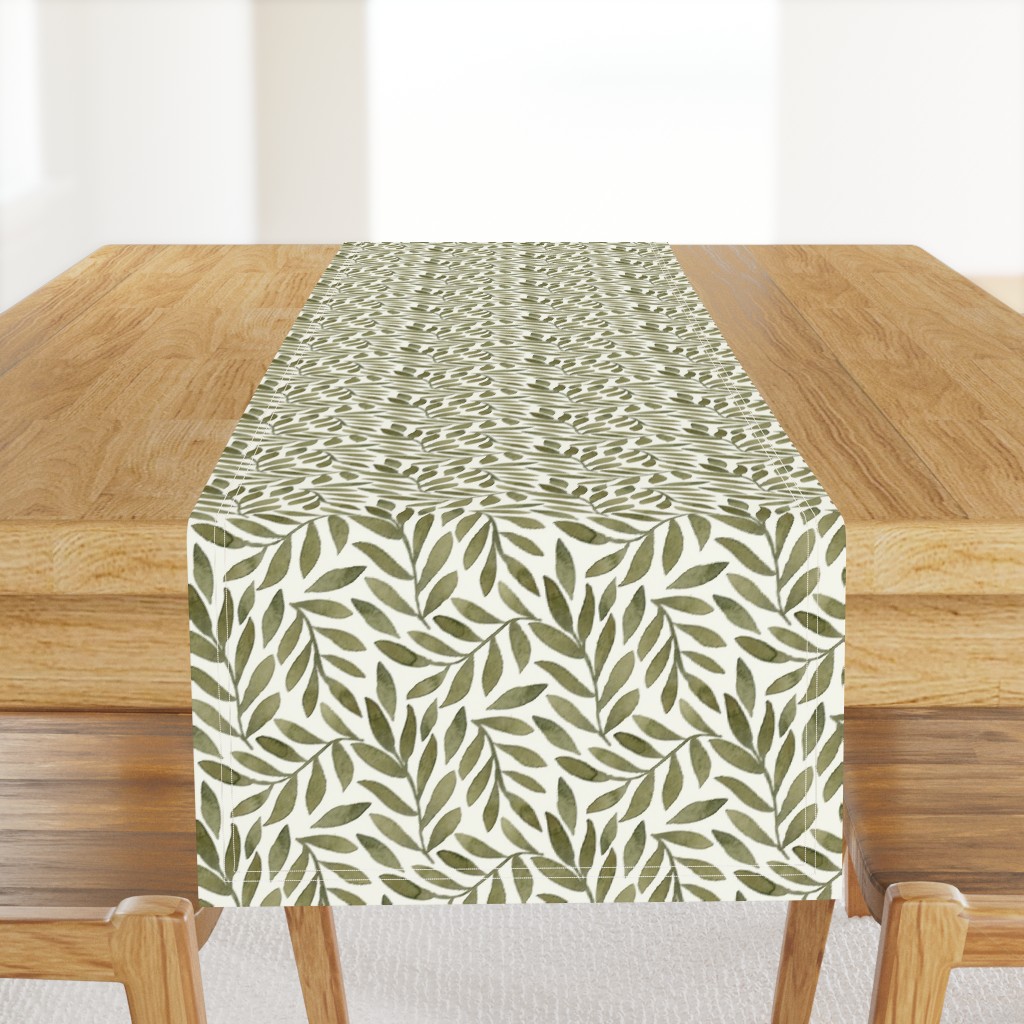 Green Leaves on Ivory