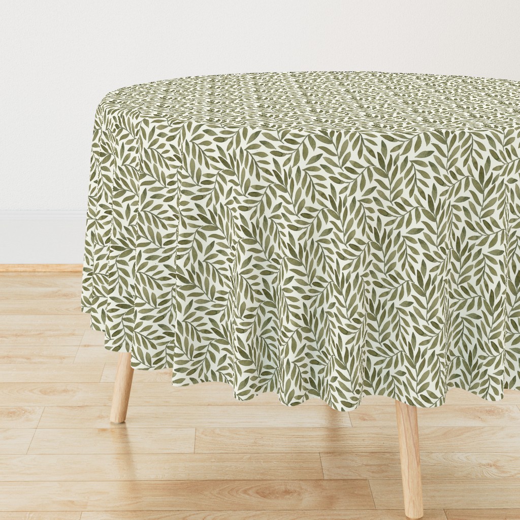 Green Leaves on Ivory