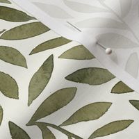 Green Leaves on Ivory