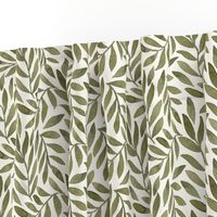 Green Leaves on Ivory