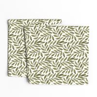 Green Leaves on Ivory