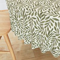 Green Leaves on Ivory