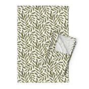 Green Leaves on Ivory