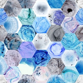 Marbled Hexagons - Blues