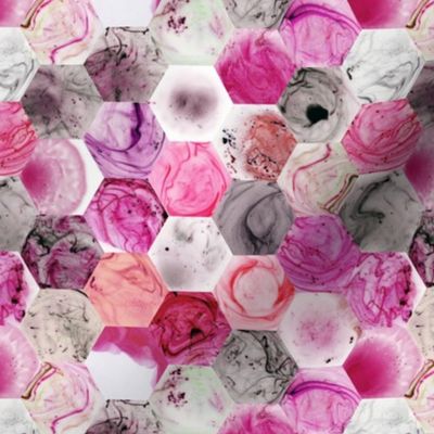 Marbled Hexies - pinks