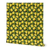 Watercolor Lemons Pattern on Black Background