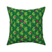 Tropical leaves Grunge Spring Green Hot Pink_Miss Chiff Designs