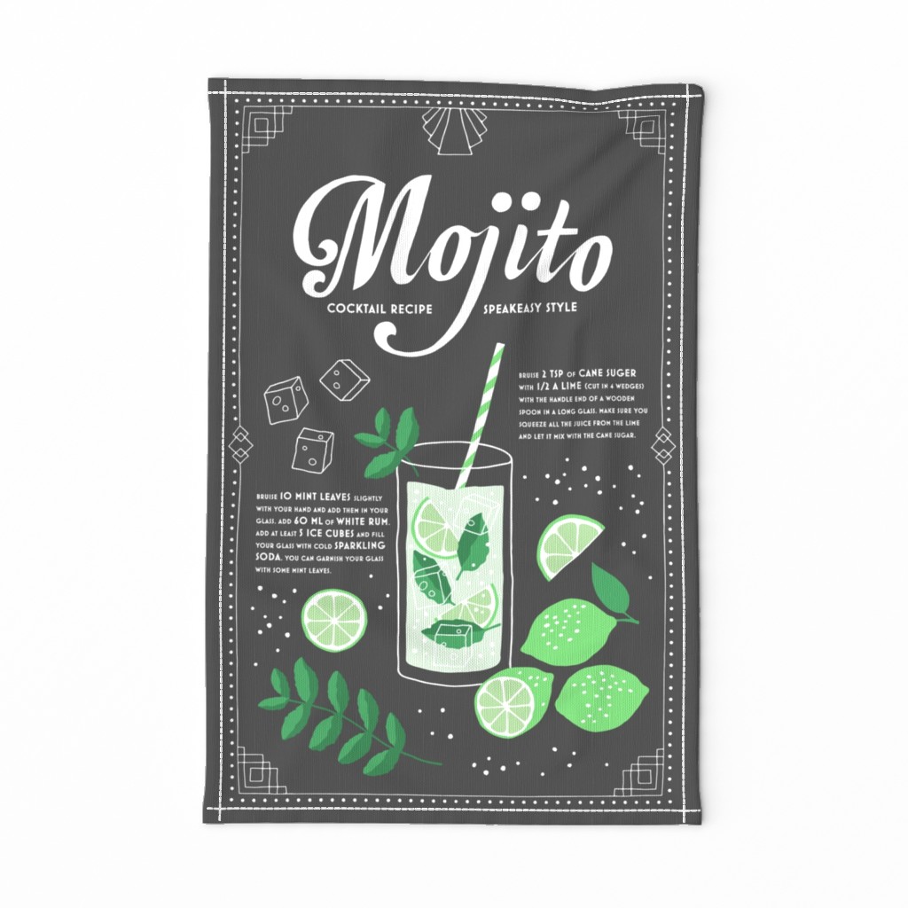 Mojito cocktail tea towel