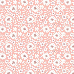 White Floral on Deep Coral