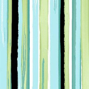 watercolor stripes - sea glass and black