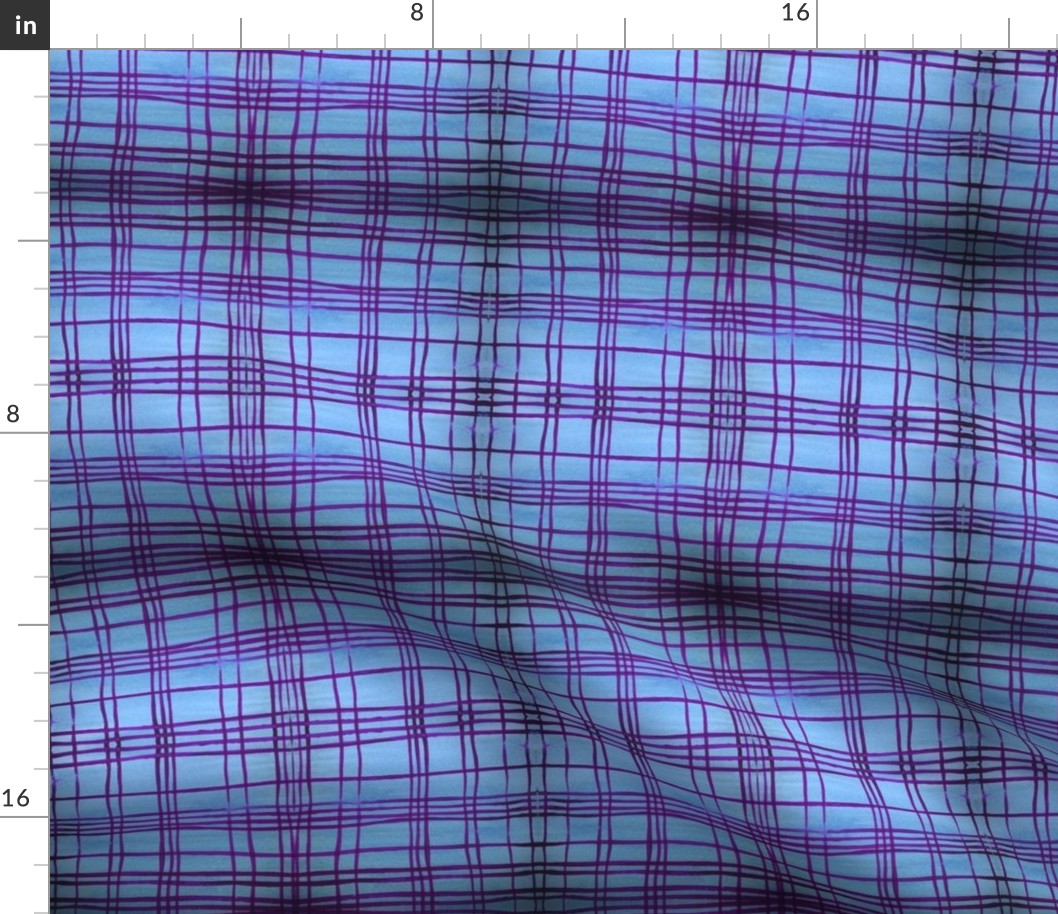 blue purple plaid watercolor