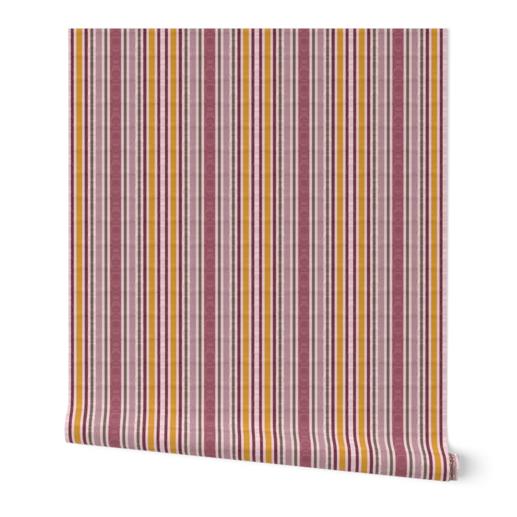 Charlotte Bronte's Wild Roses Moire Stripe