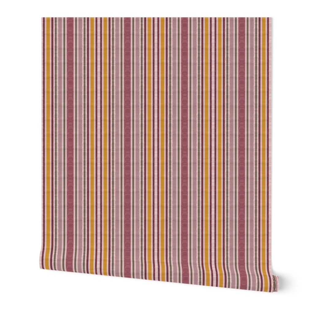 Charlotte Bronte's Wild Roses Moire Stripe