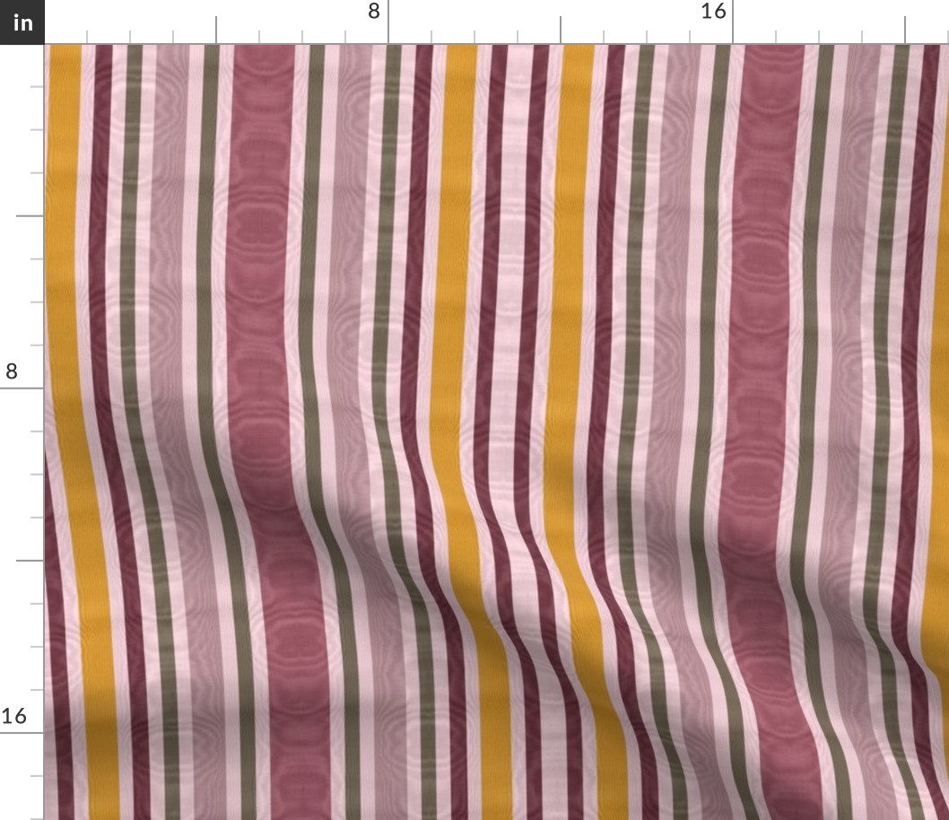 Charlotte Bronte's Wild Roses Moire Stripe