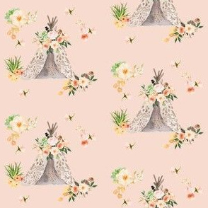 Floral Aztec Teepee in Peach 3"